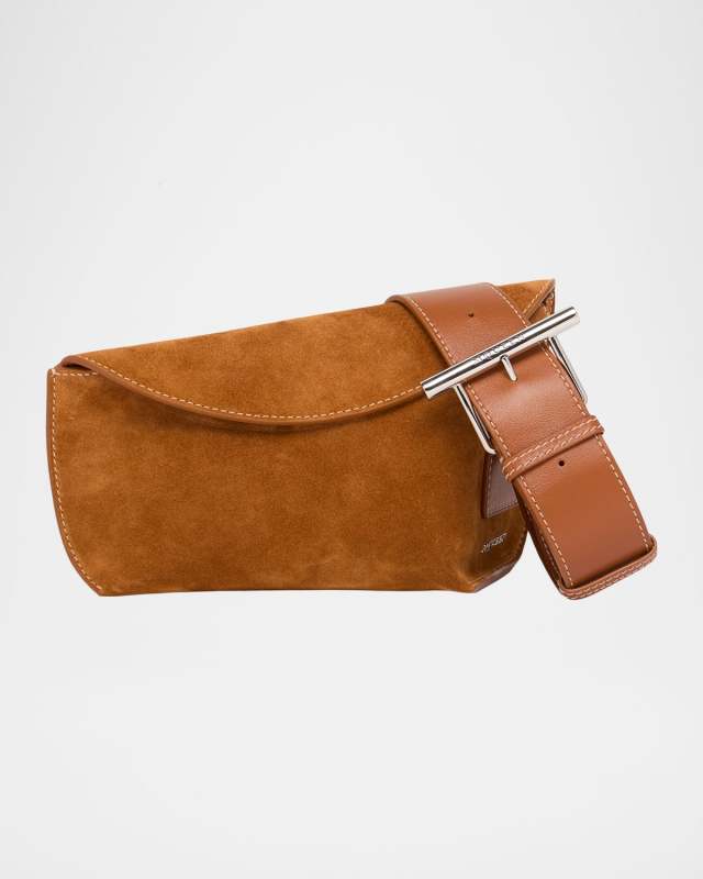 T-Bar Sling Angular Suede Shoulder Bag
